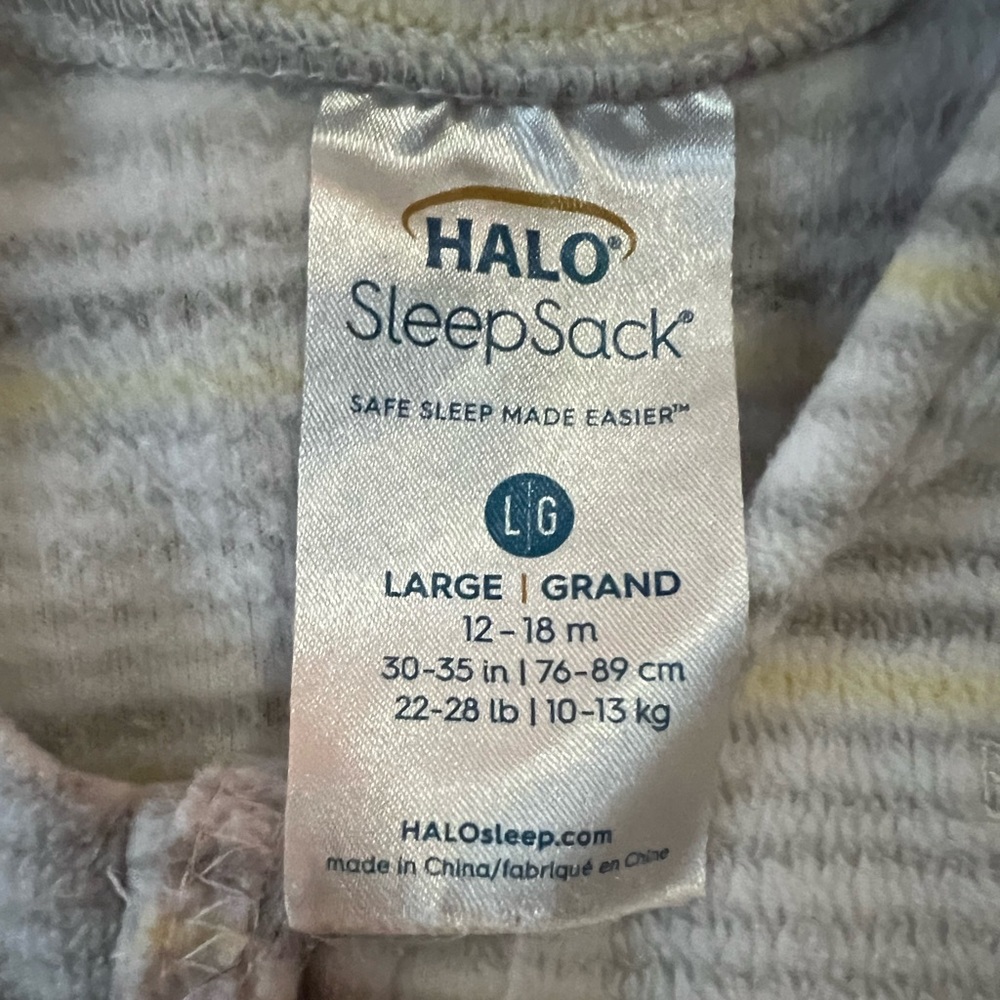 Size LG striped HALO sleep sack. Fleece.